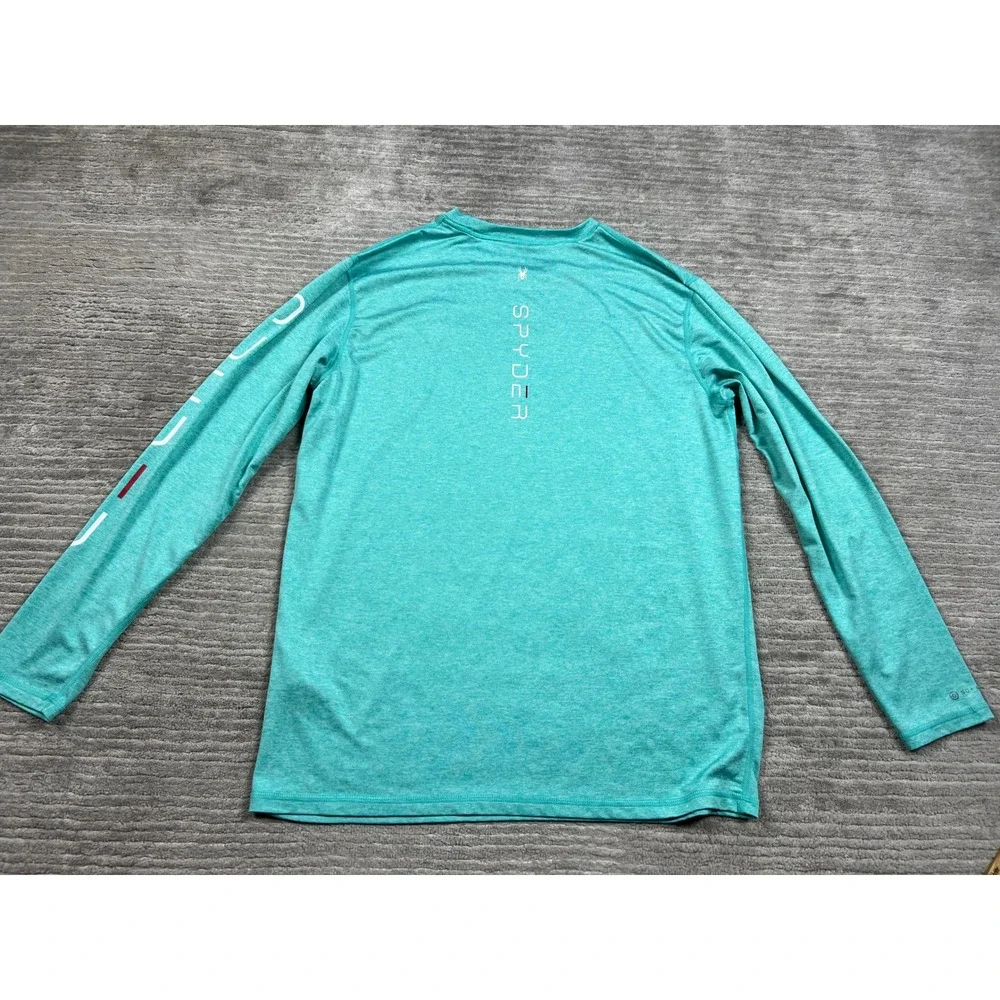 Spyder Rash Guard Mens Medium Teal Surf Sand Sun Long Sleeve UPF 50+ Swim Shirt